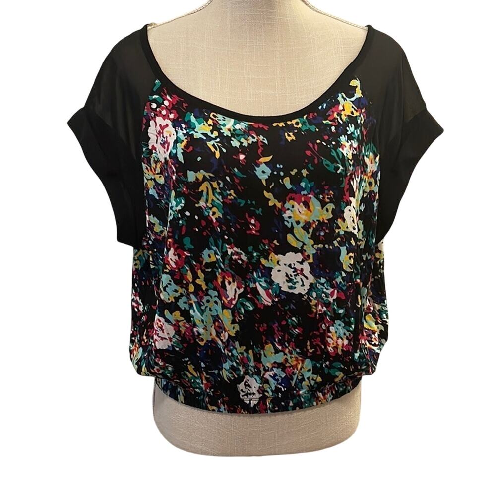 Bongo Girls Y2K Floral Bubble Hem Boho Colorful Blouse Shirt Top  XL NEW NWT